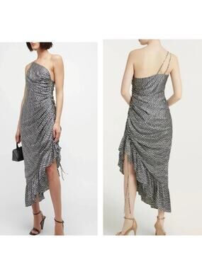 Cinq a sept christel dress Sz 10 100% silk midi cocktail side zipper A43N
